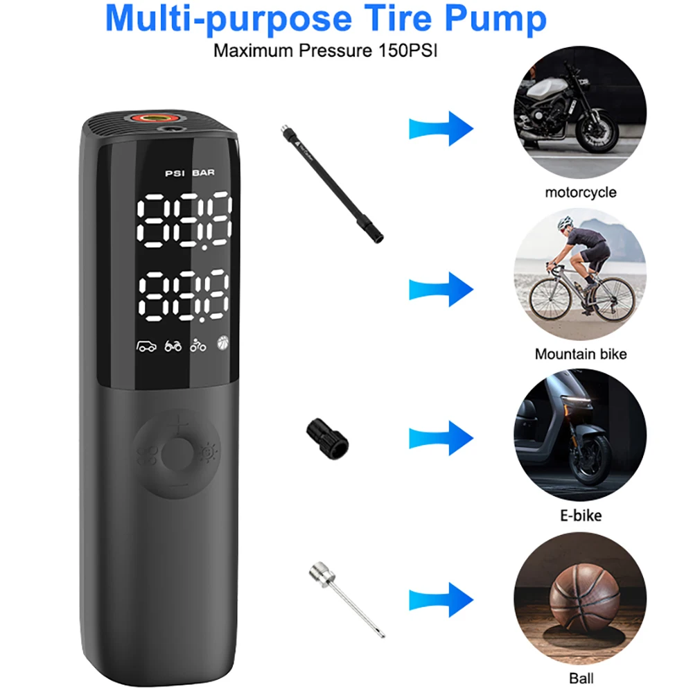 19 Cylinder Multi-functional Car Inflator Pump 12V Cigarette Lighter Power Supply Intelligent Digital Display Emergency LED