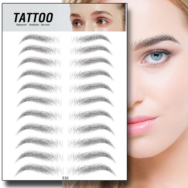 Hair-like Eyebrows Waterproof Water Transfer Stickers Makeup Eyebrow Tattoo Sticker Lasting False Eyebrow Patch Stickers