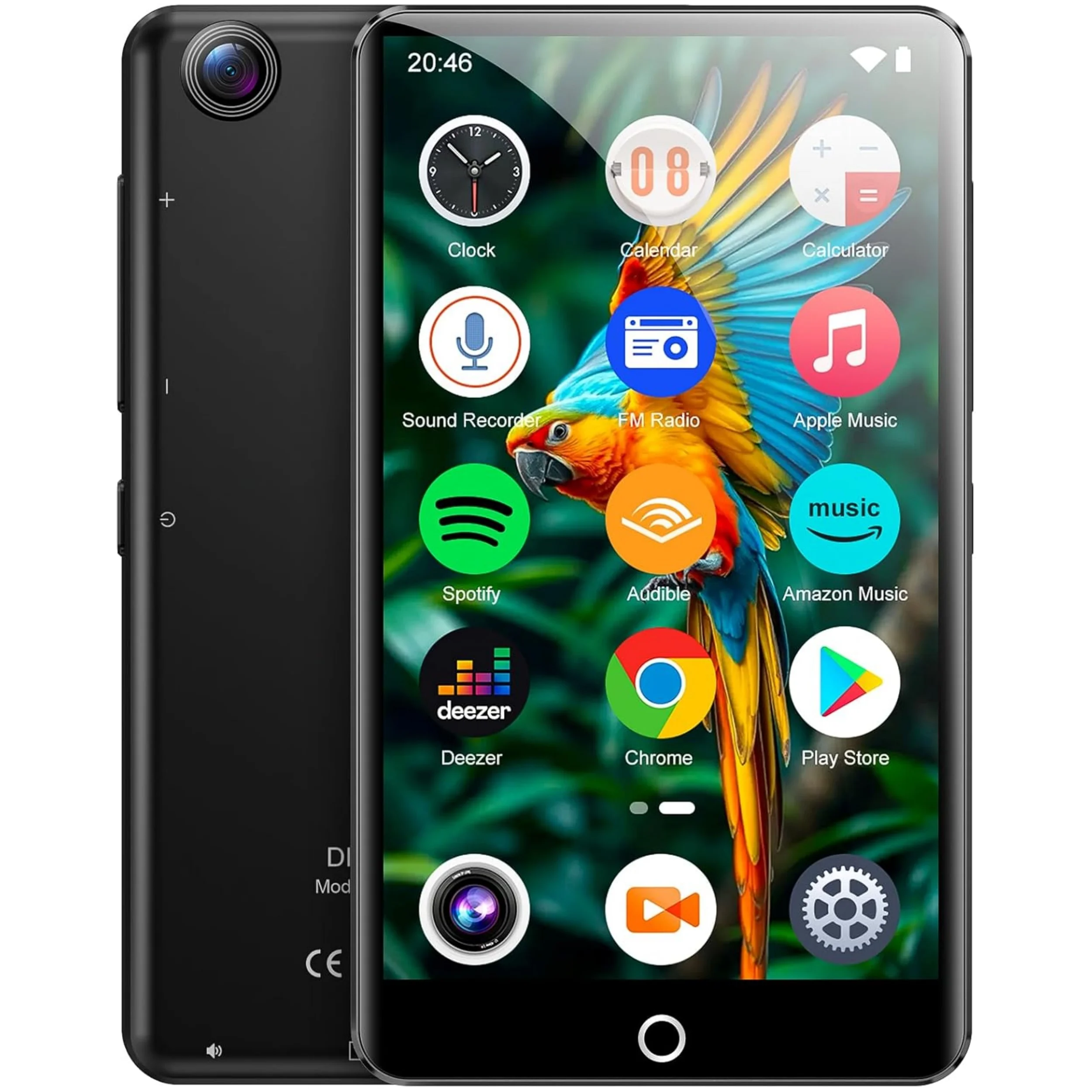 Lecteur MP3 80 Go (16 Go + 64 Go) avec Bluetooth et WiFi, lecteur MP3 avec caméra arrière, lecteur Mp3 Android Mp4 avec Spotify, sonore,