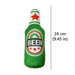 Plush Beer Bottle Dog Chew Toy with Squeaker - Interactive & Teeth-Cleaning Fun (Beer)