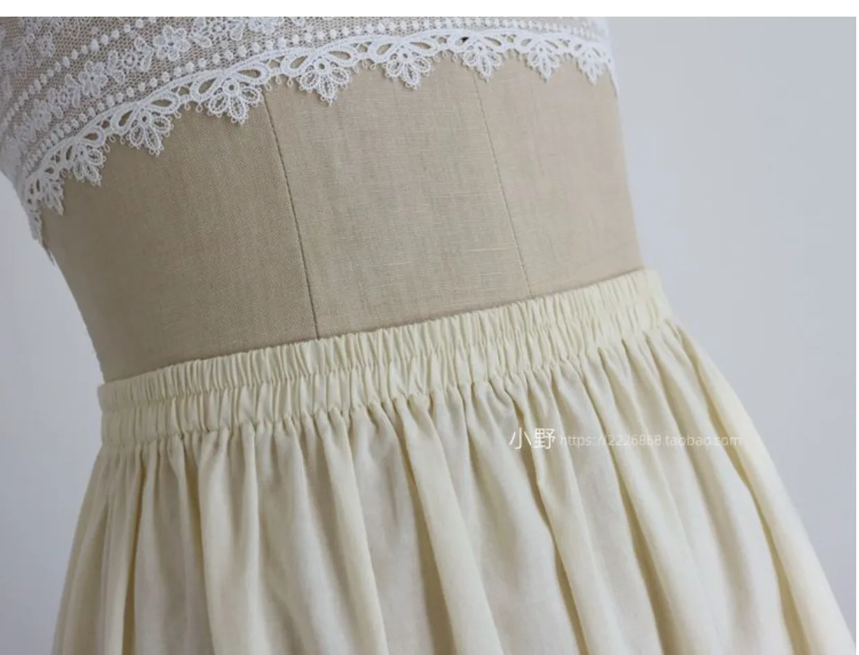 Long Bottoming Skirt Breathable Pure Cotton Lining Petticoat Summer Hanbok Large Hem Single Layer Underskirt Apricot Half Slip
