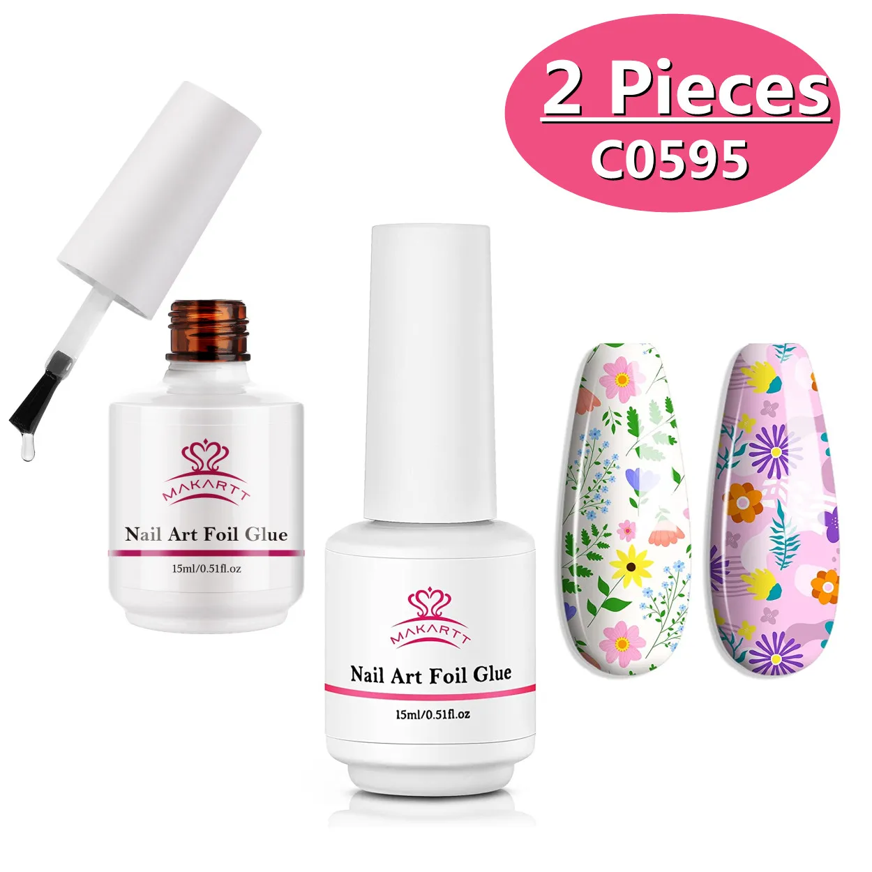 Makartt Nail Foil Nail Art Foil Glue Gel with Rose Flowers Metal