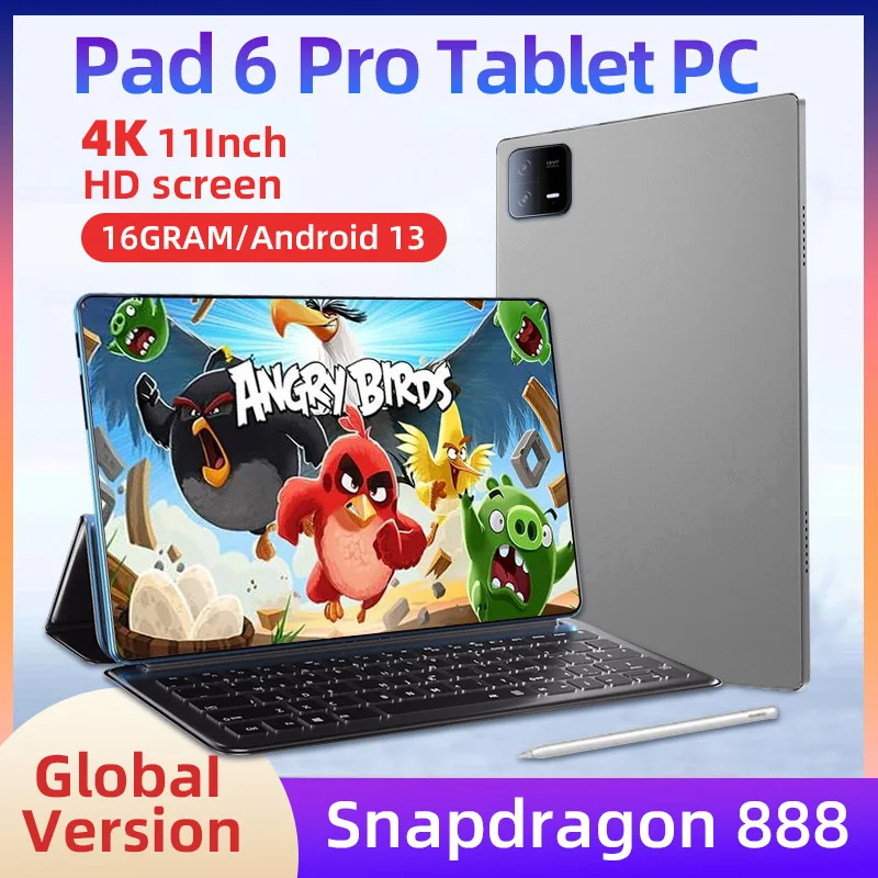 스냅드래곤 888 CPU  패드 6 프로, 11 인치, 16GB + 1024GB, 60Hz 화면, 1680*800, 안드로이드 13, 듀얼 SIM 태블릿 PC, 2024 신제품