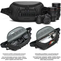 Unisex DSLR Camera bag for Canon/Fujifilm, Water-Resistant Oxford Protective Bag Carries 1 Camera 2 Lenses with Strap 5