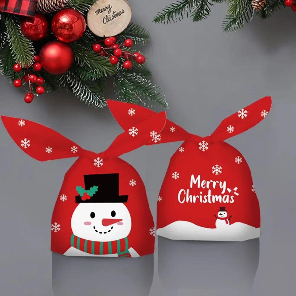 Gift Bags Party Supplies Rabbit Ear Xmas Decoration Cookie Bag Baking Packaging Biscuit Christmas Candy Bags 50Pcs