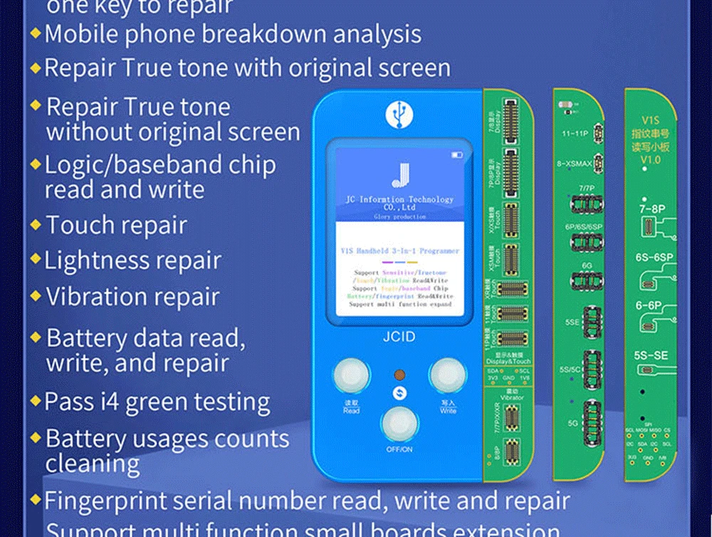 auto body repair kit JC V1S Programmer for iPhone 7 8 X XS MAX 11 12 Series Battery Photosensitive Original Color Touch Shock Fingerprint ProgrammerJC JCID V1SE Battery Repair Flex Cable Repair Programmer Battery Read&Write Remove Error Health Warning for iPhone 11-13 ProMax best drill for home use