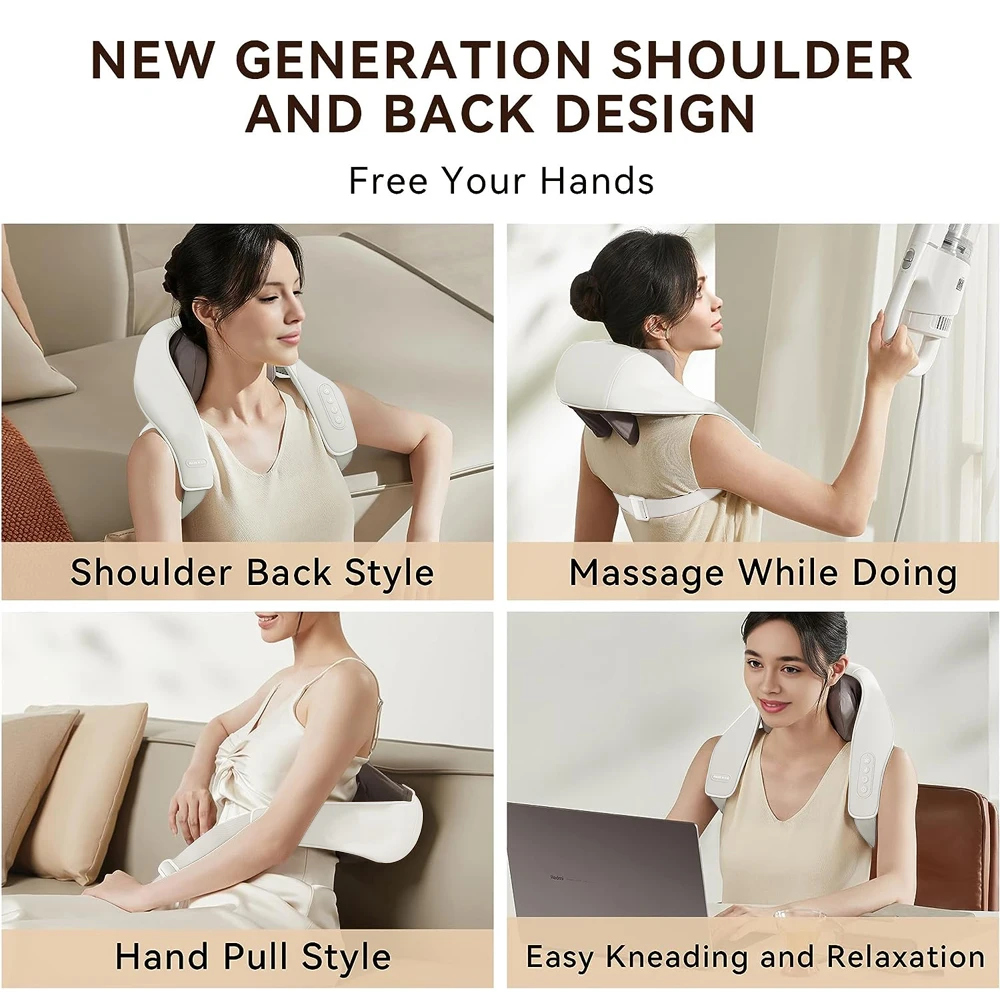 Asinhe 5D Kneading Neck Massager Patented Design Silicone Massager