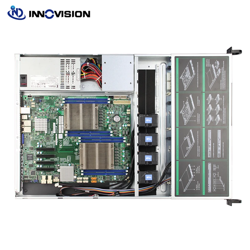 SATA 또는 12G 미니 HD 백플레인 데이터 스토리지 컴퓨터 케이스, 전문 1U 650MM 서버 섀시, 공장 핫스왑 4 베이 4HDD