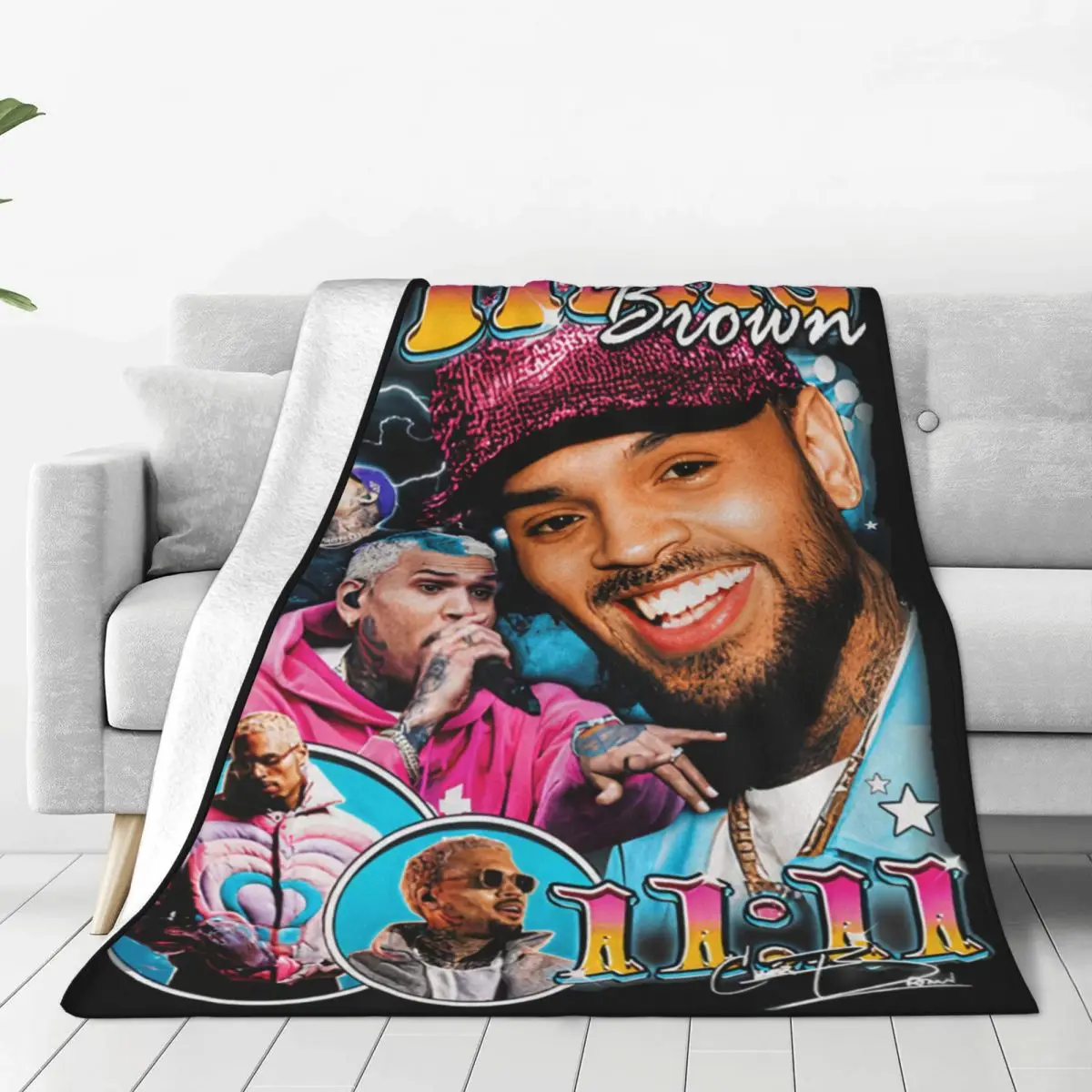 2024 Chris Brown 11 11 Tour Blanket Flannel Textile Decor HipHop Homage Relax Warm Throw Blanket for Bed Bedroom Bedding Throws 2
