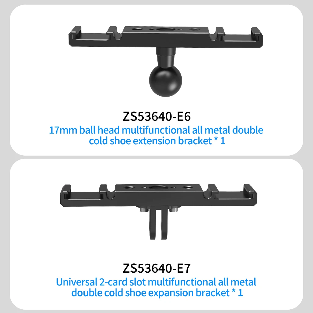 Double Cold Shoe Adapter 1/4 ARRI Mount Extension Bar 360 Rotatable Bracket for