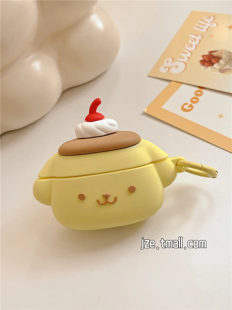 Cartoon 3D Sanrio Pompompurin Silicone Earphone Case for AirPods 1 2 3 Pro 2 Cute Cover Iphone Earphone Accessories kawaii sanrio bite cable protector my melody cinnamoroll hello kitty cartoon usb cable protector for iphone ipad anti fracture