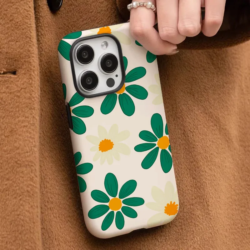2-in-1 Cute Flower Phone Case with Film Shell