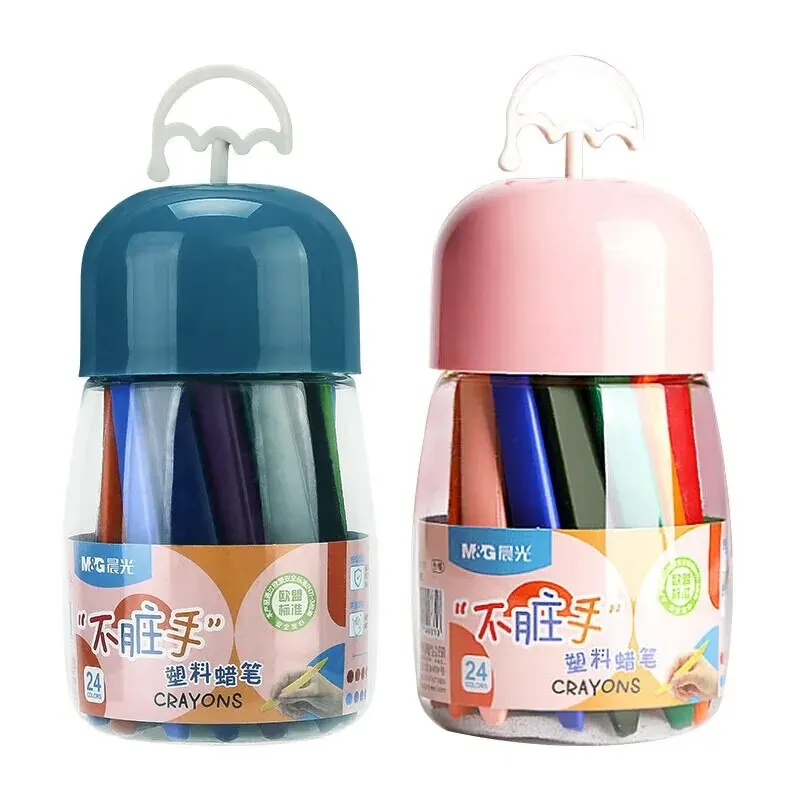 M&G Stationery Non-dirty Hand Double-ended Plastic Crayons 24-color Brush Set Easy to Hold and Not Easy to Break DIY Color Pens 5