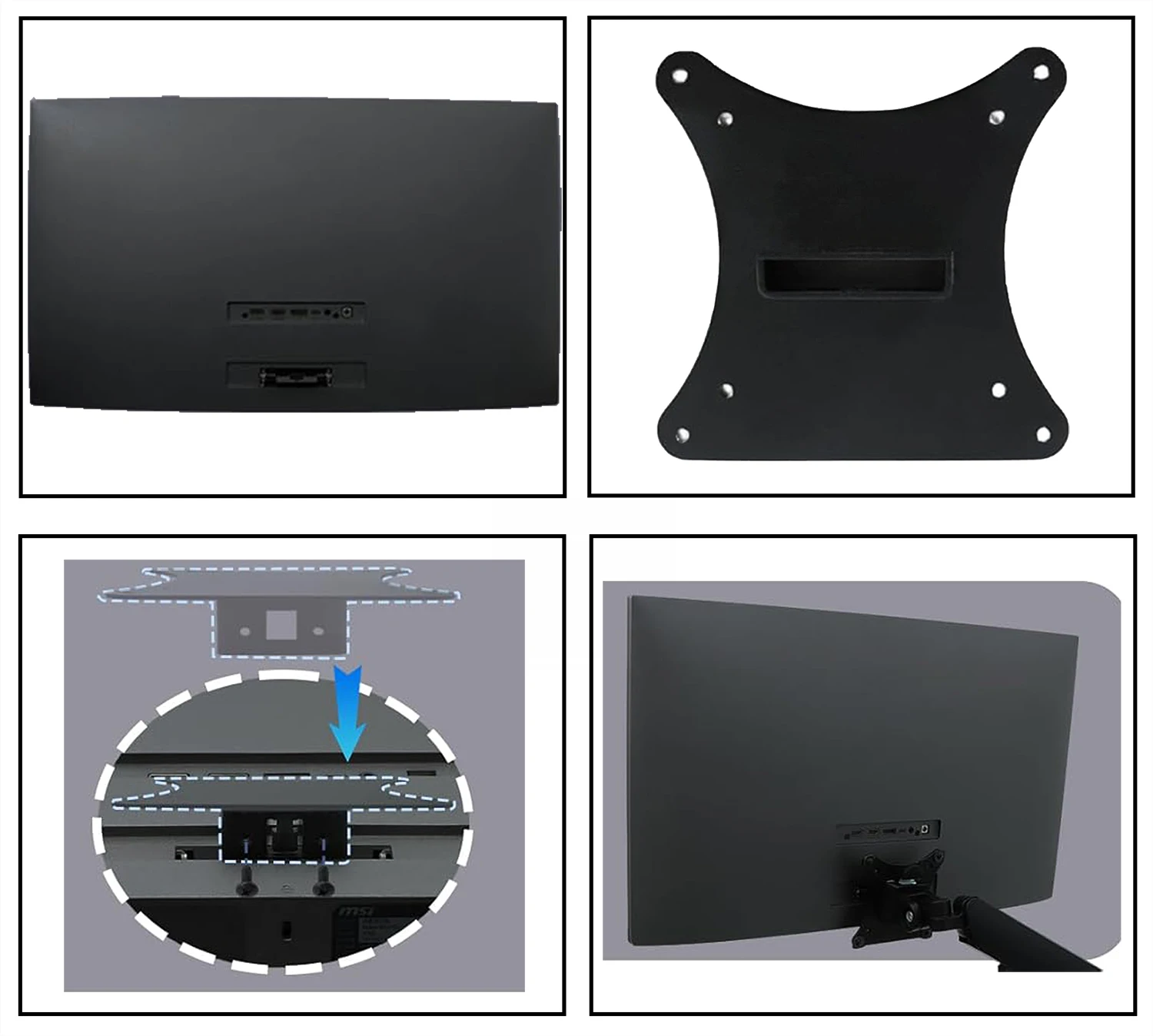 VESA-Adapter Für MSI Monitor MD271UL & MD271ULDE - Kompatibel Mit 75x75 & 100x100 Mm, Schwarz, Zur Montage An Monitorarm
