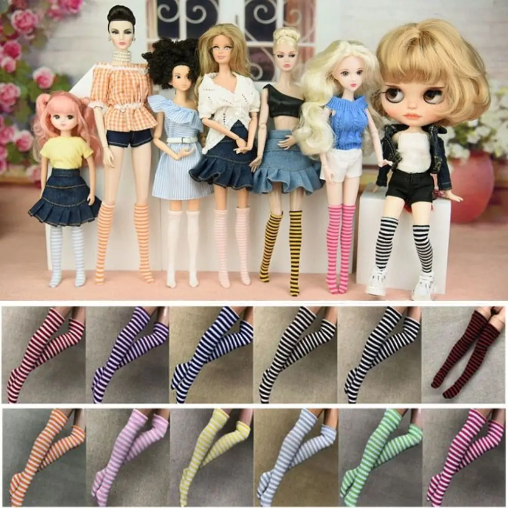 Fashion Dollhouse Decoration  Children  Girl Stripe Socks Christmas Gift 's Clothes Accessories 1/6  Stockings