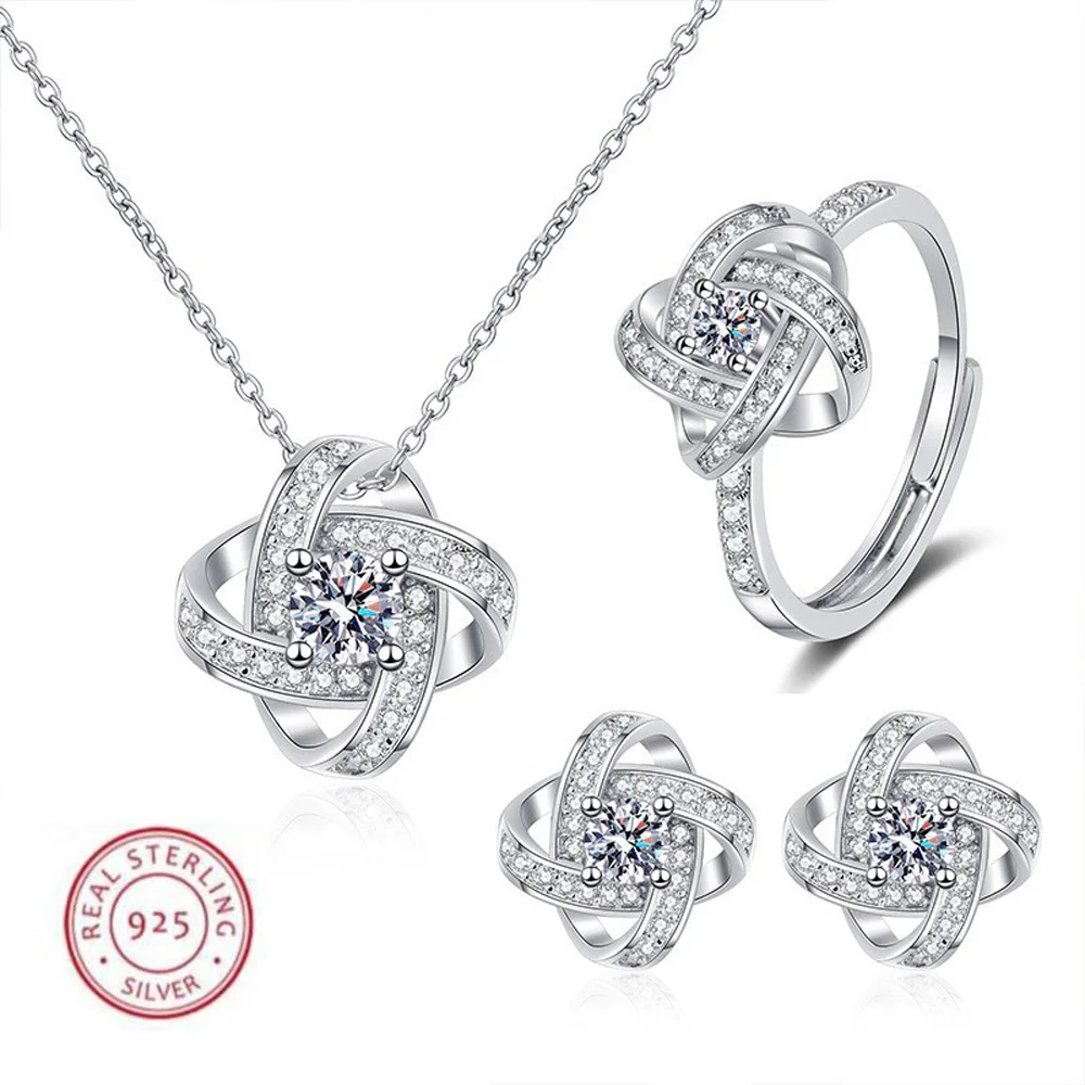  세트 여성을위한 고품질 5A 지르콘 목걸이 귀걸이 반지 체인 패션 쥬얼리 결혼..