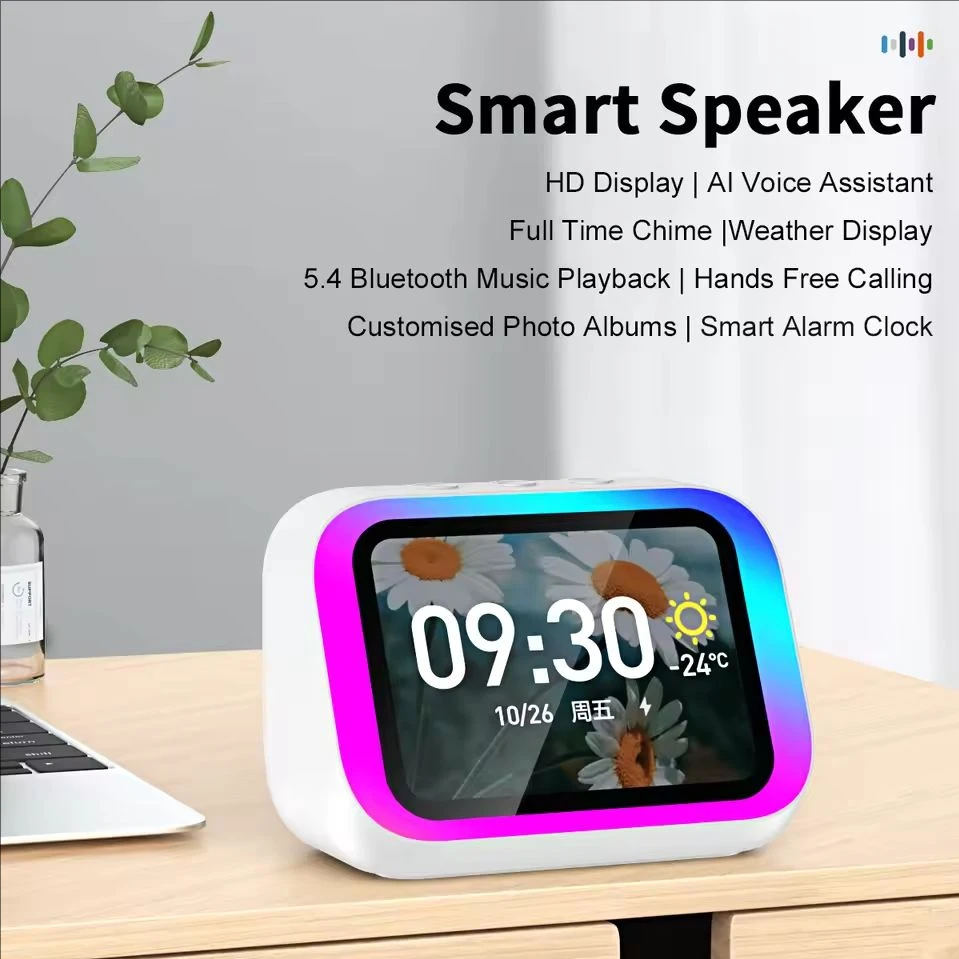 AI Smart Bluetooth 5.4 Speaker HD Сенсорний дисплей Електронний альбом Будильник Hi-Fi Стереозвук Голосовий помічник розмови