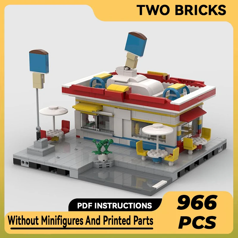 

Technical Moc Bricks Urban Street View Model Ice Cream Shop Modular Building Blocks Gifts Toys For Children DIY Sets Assembling