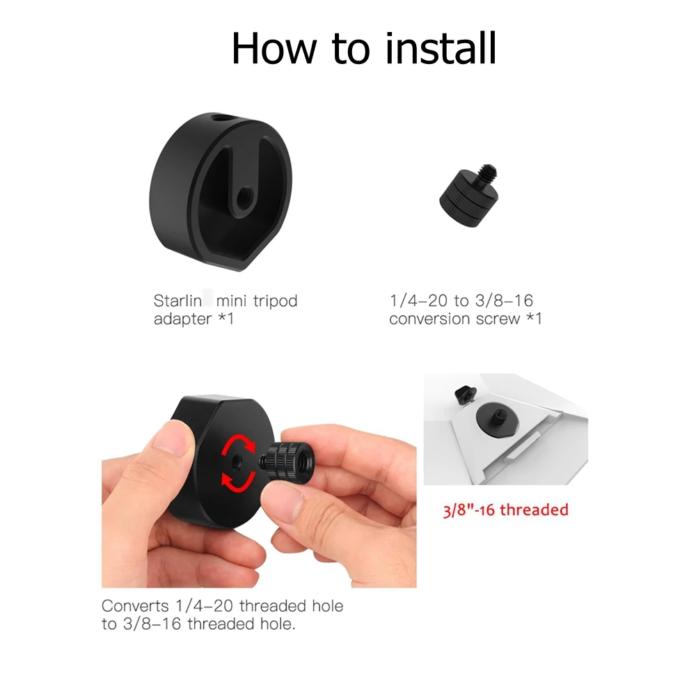 Pipe Adapter 1/4 Screw for Starlink Mini