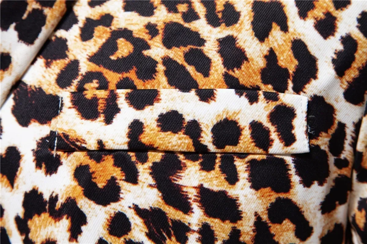 Men's Suit Jacket Leopard Print Suit Business Casual Party Jacket Men Blazer Coat