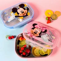 Miniso Disney Mickey Thermal Lunch Boxes Cute Kawaii Minnie With Lid Tableware Cartoon Printing Elsa Portable Food Box For Lunch 2