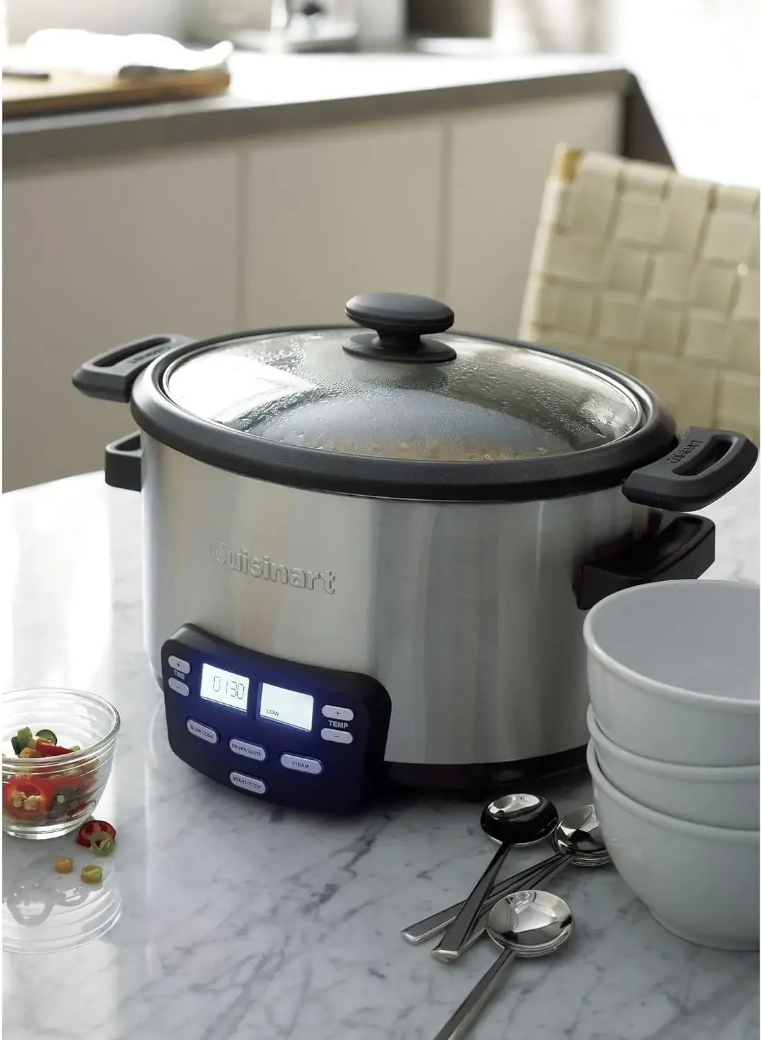 NEW MSC-400 3-In-1 Cook Central 4-Quart Multi-Cooker: Slow Cooker, Brown/Saute, Steamer, Silver 2