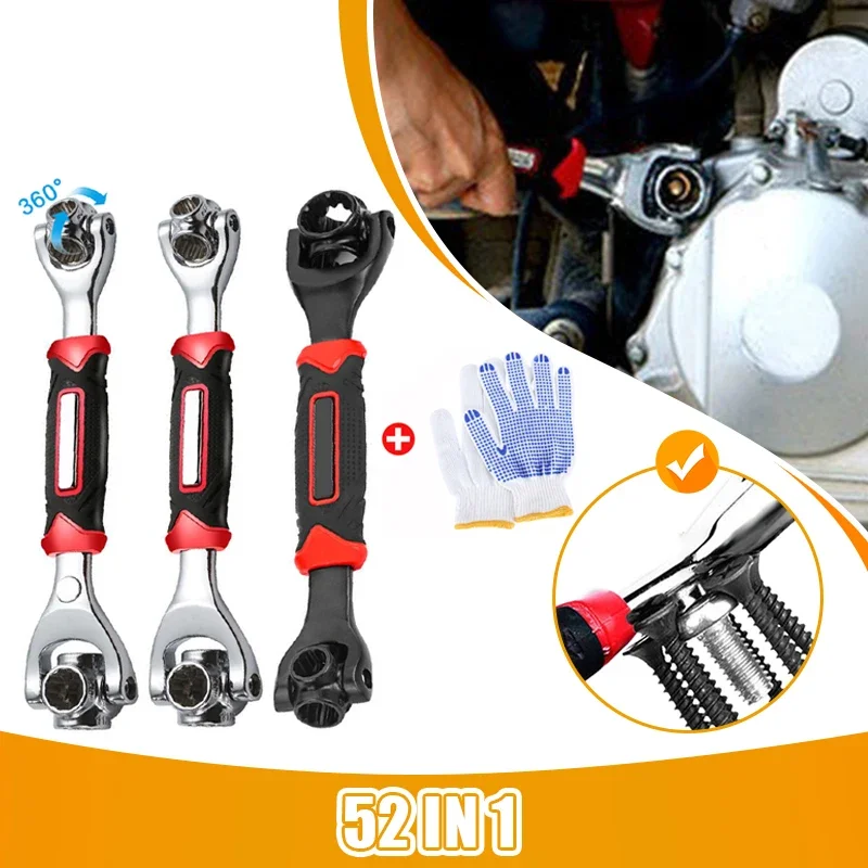 

52 In 1 Multipurpose Wrench 360 Degree Rotation Ratchet Spline Bolts Sleeve Universial Car Repair Furniture Spanner Hand Tools