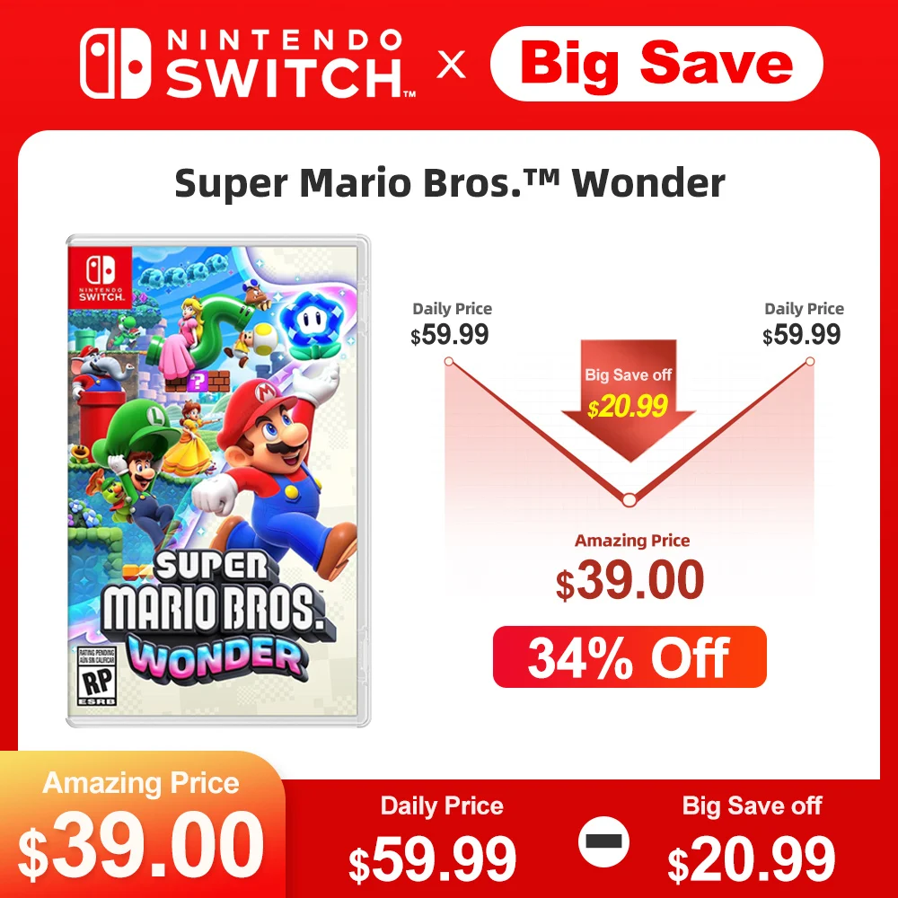 Super Mario Bros. Wonder jogos nintendo switch, de Jogo Físico Oficial para Nintendo Switch, Nintendo Switch, OLED Lite, Original, Recurso de Ação, Ofertas