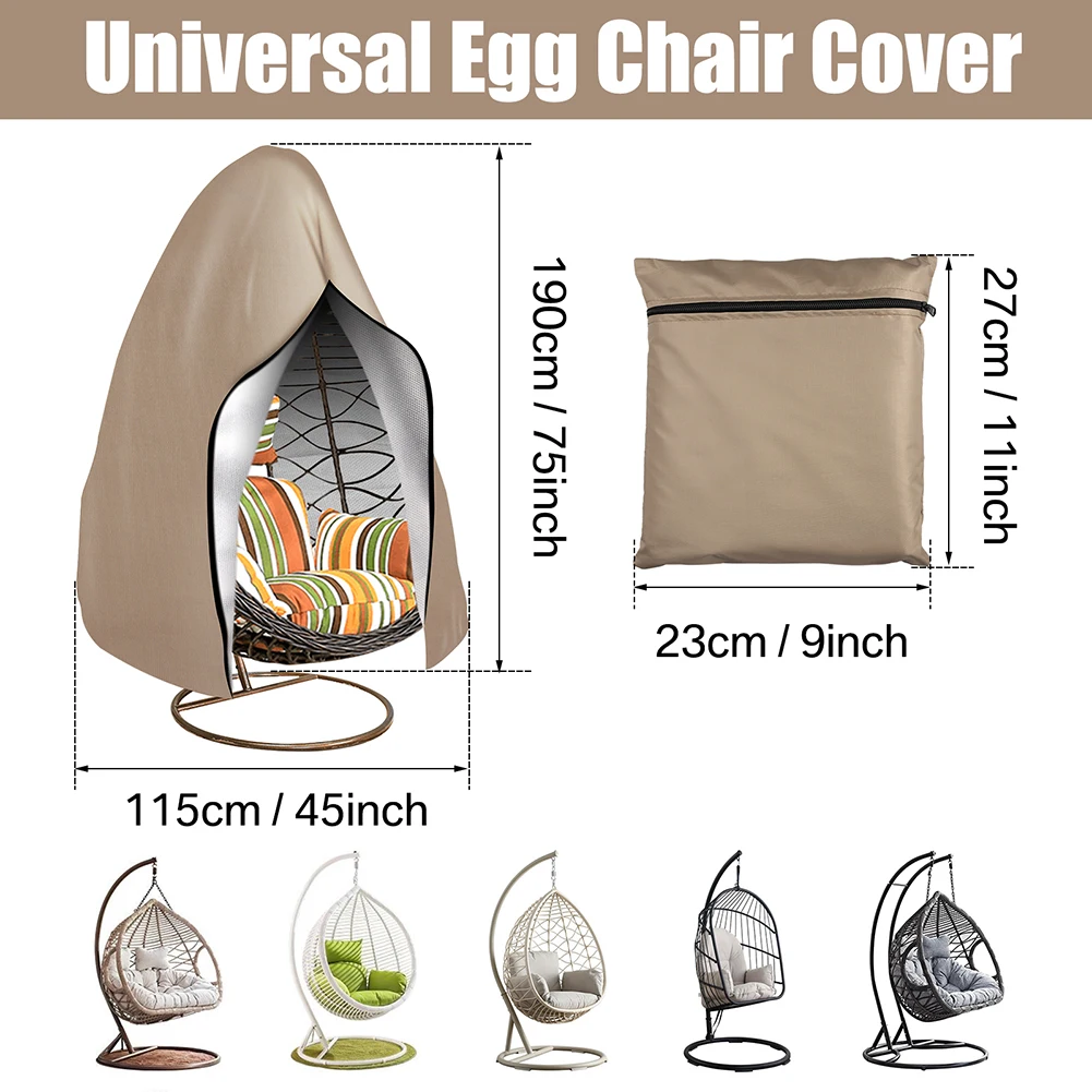 Waterproof Patio Hanging Egg Chair Cover Windproof Swing Egg Chair Cover Slipcover With Zipper and Adjustable Hem Cord chair cover