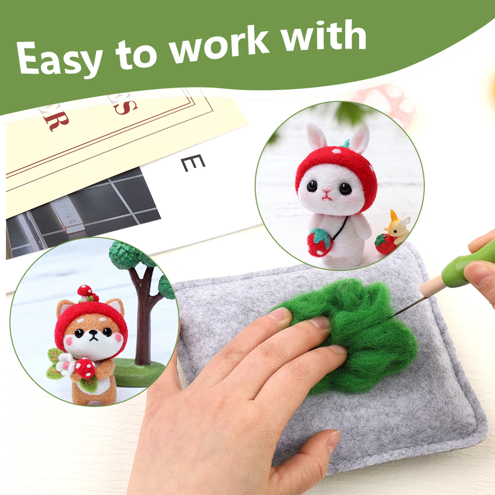 Needle Felting Kit 1PC Felting Underlay Set Dry Felt Pad Needle Holder Needles Wool DIY
