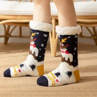 Winter Christmas Socks, Floor Socks, Snow Sock, Month Children's Plush Coral Sock, Home Sleep Sock, Carpet Socks, Leg Covers 1