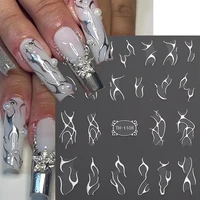 3D Metalic Line Nail Stickers Sliver Thorns Vine Curve Stripe Lines Tape Swirl Sliders Manicure Adhesive Nail Art Decals 2