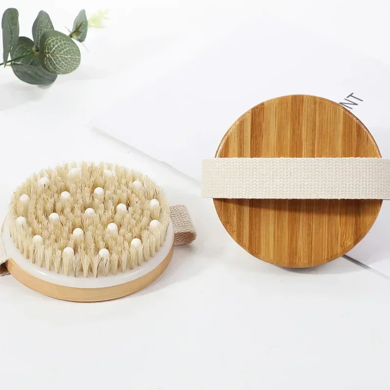 1pcs Exfoliating Wooden Body Massage Shower Brush Natural Bristle Bath Brush Soft SPA Woman Man Skin Care Wet Dry Body Brush