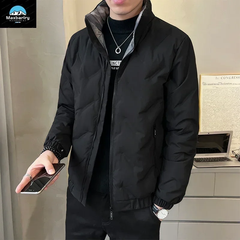 Men's Winter Down Jacket Casual Warm Goose Down Stand Collar Coat Outdoor Waterproof Lightweight Padding Short Men's Jacket down jacket,mens jacket