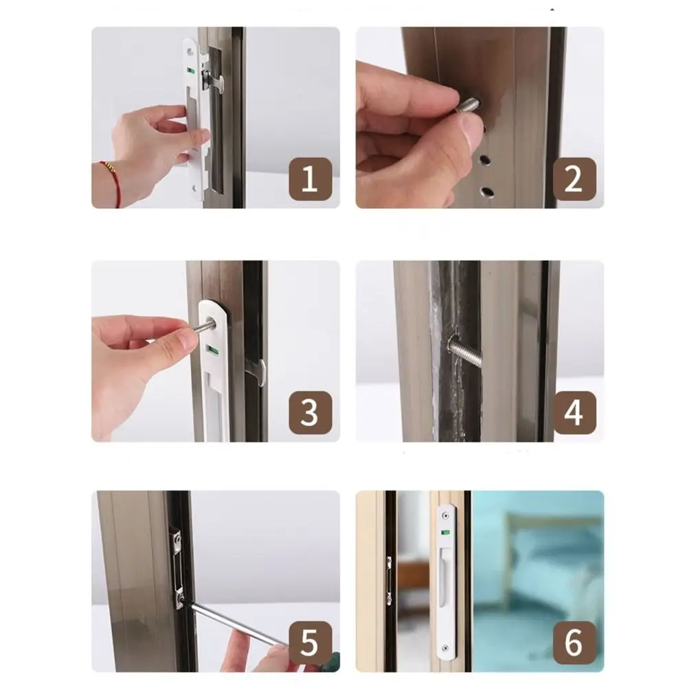 Description Picture 6 of itemNew Zinc Alloy Sliding Door Lock Hook 90 Type Durable Door Handle Lock Invisible Embedded Lock Window Latch Sliding Door