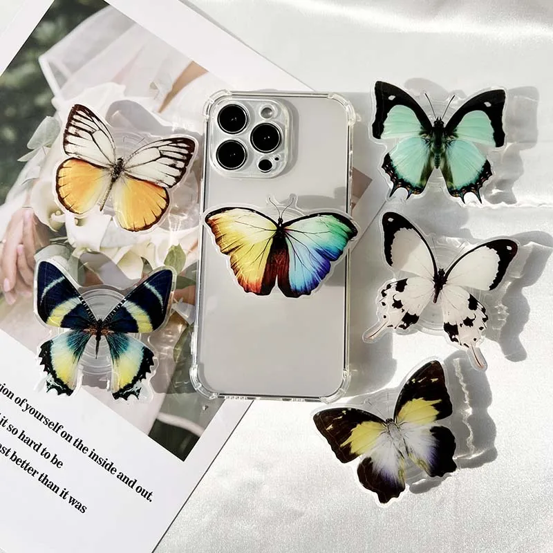 Bionic Butterfly Phone Holder 3D Effect socket Folding Grip Tok Transparent handle insect phone Stande