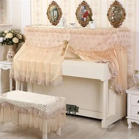 Modern Minimalist Fabric Lace Piano Cover Piano Dust Cover All Inclusive European Style Split Half Bench Cloth
