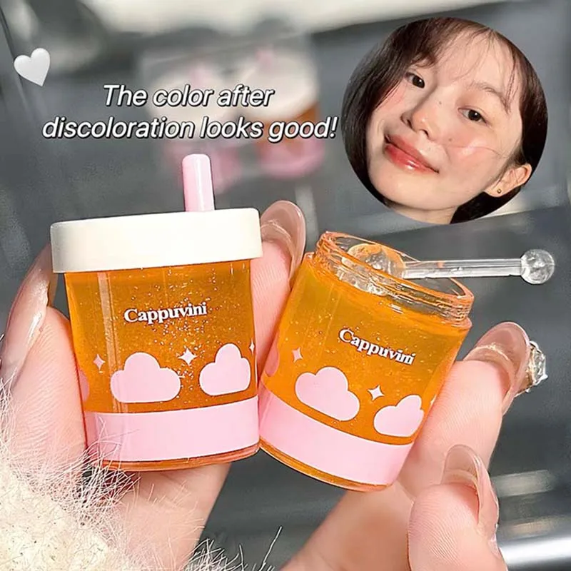 Gel Texture Flow Pink Blusher Shimmer Orange Face Pigment Lasting Natural Cheek Tint Glossy Blush Makeup With Applicator Stick
