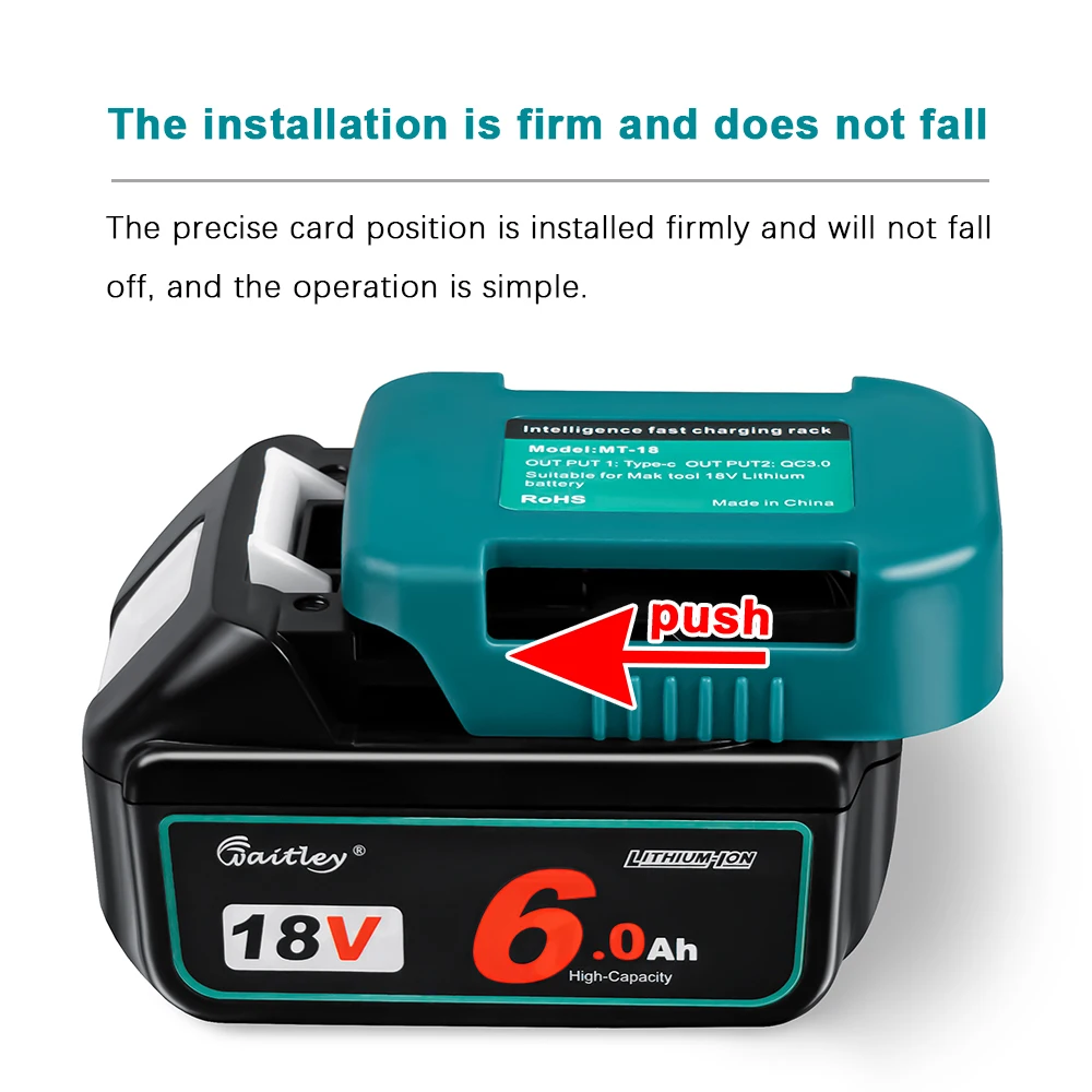 Makita 배터리 Dewalt/Bosch 18V/20V 배터리용 듀얼 출력 인터페이스가 있는 Waitley 어댑터는 보조 배터리로 변환됩니다.