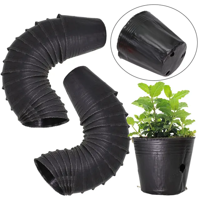 검은색 플라스틱 묘목 냄비: 정원의 효율적인 묘목 키우기