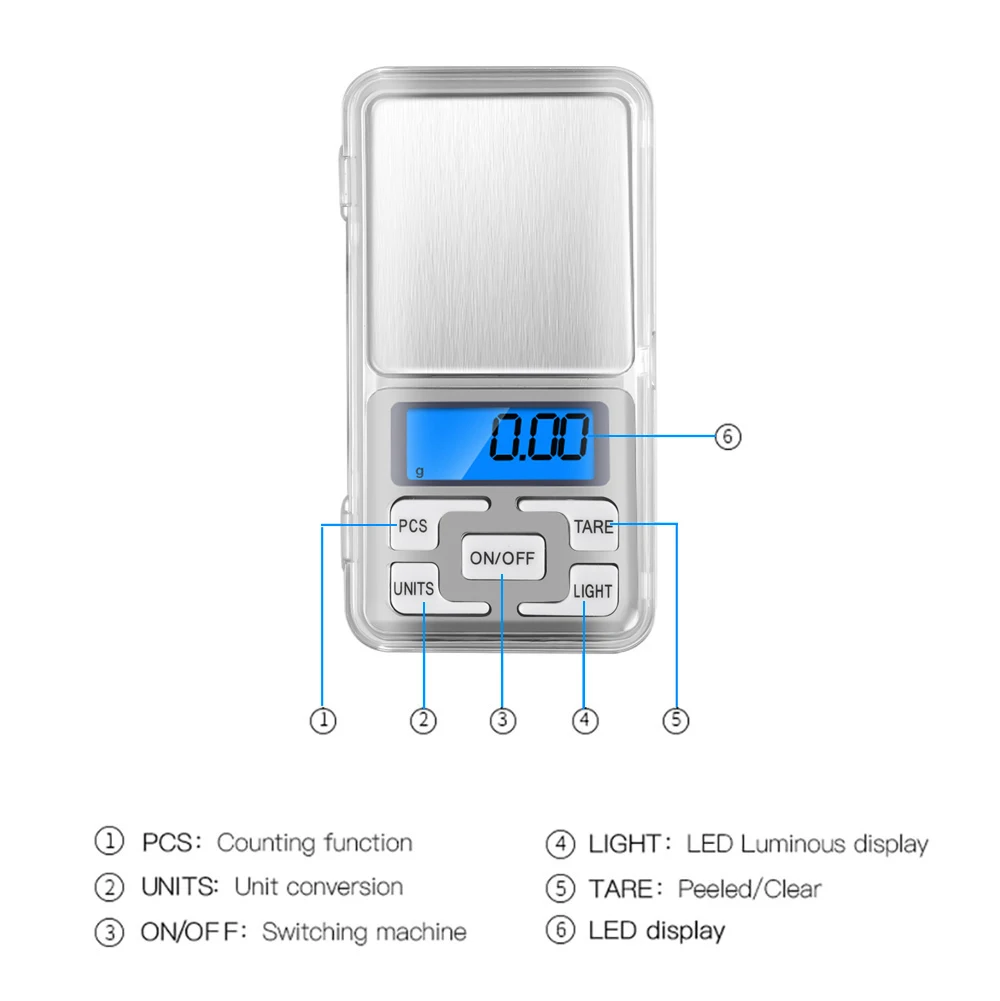 Digital Mini Scale 200G/300G/500G X 0.01G High Presicion Electronic Pocket Scale for Jewelry Gram Weight Backlight Scales