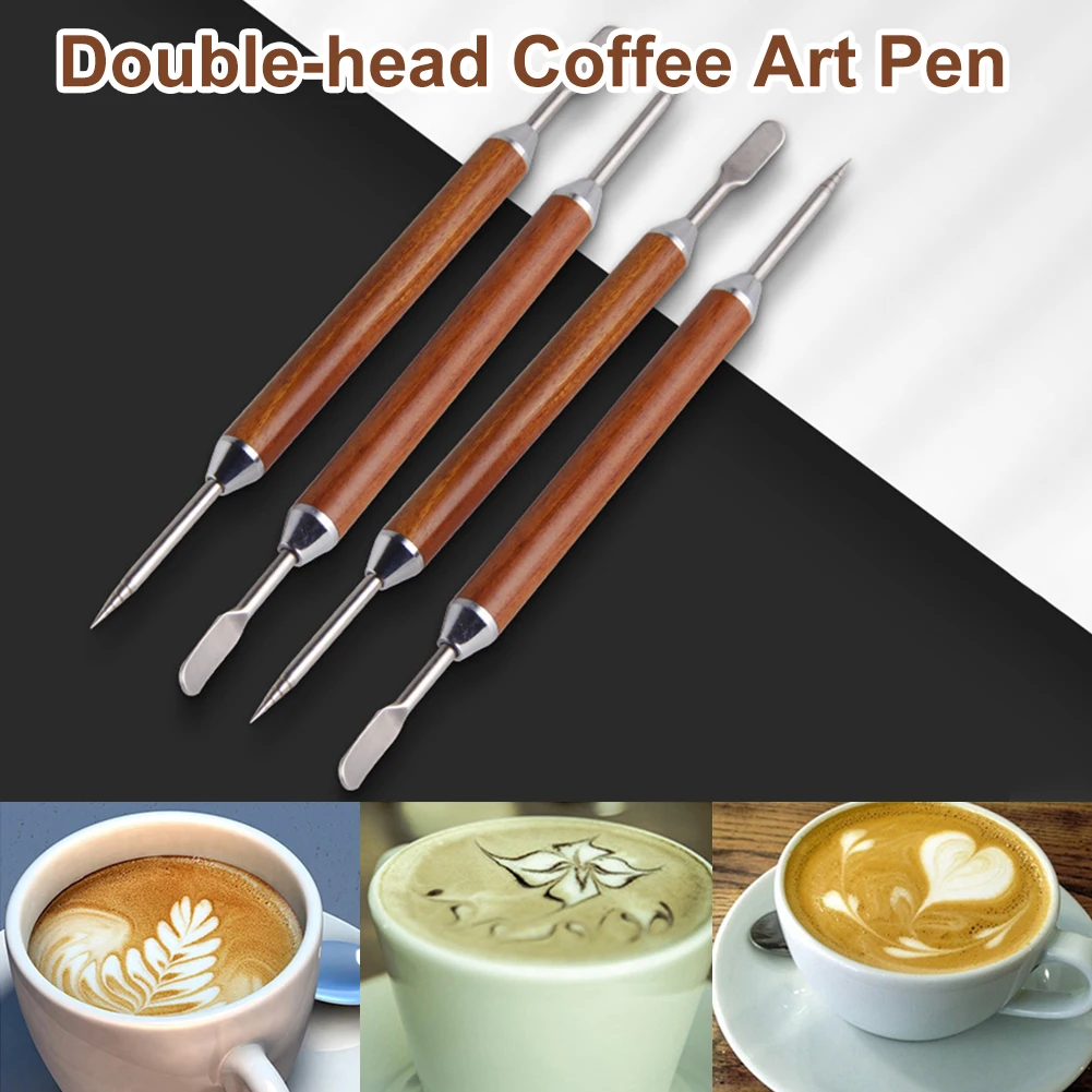 2pcs Stainless Steel Coffee Art Needles Pen Barista Tool For Cappuccino  Latte Espresso Decorating Coffee Art Needles, Kitchen Accessories