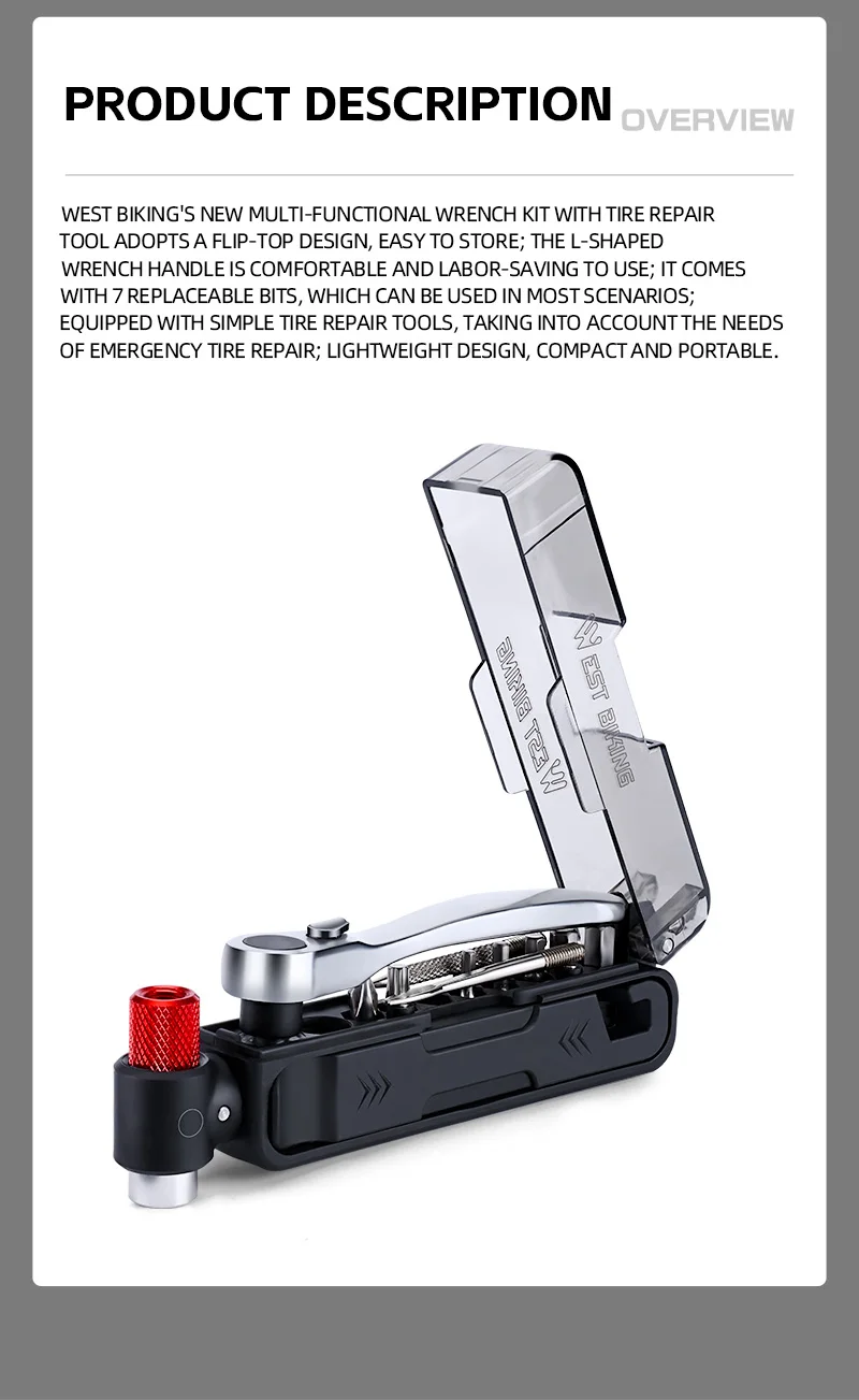 WEST BIKING 15-in-1 Multifunktions-Schraubenschlüssel-Set Tragbares Aluminium-Legierung Magnetisches Ratschenschlüssel-Set Pumpendüse Fahrrad-Reparaturwerkzeuge – Detail 2