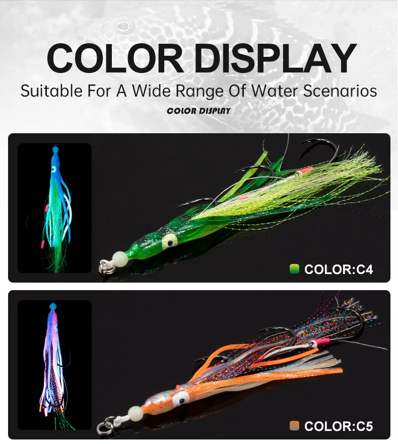TEASER HK025 2 paare/beutel 6/0 8/0 Jigging Haken UV Leuchtende Glow Gummi Salzwasser Trolling Künstliche Triple Sea Angelhaken – Detail 7