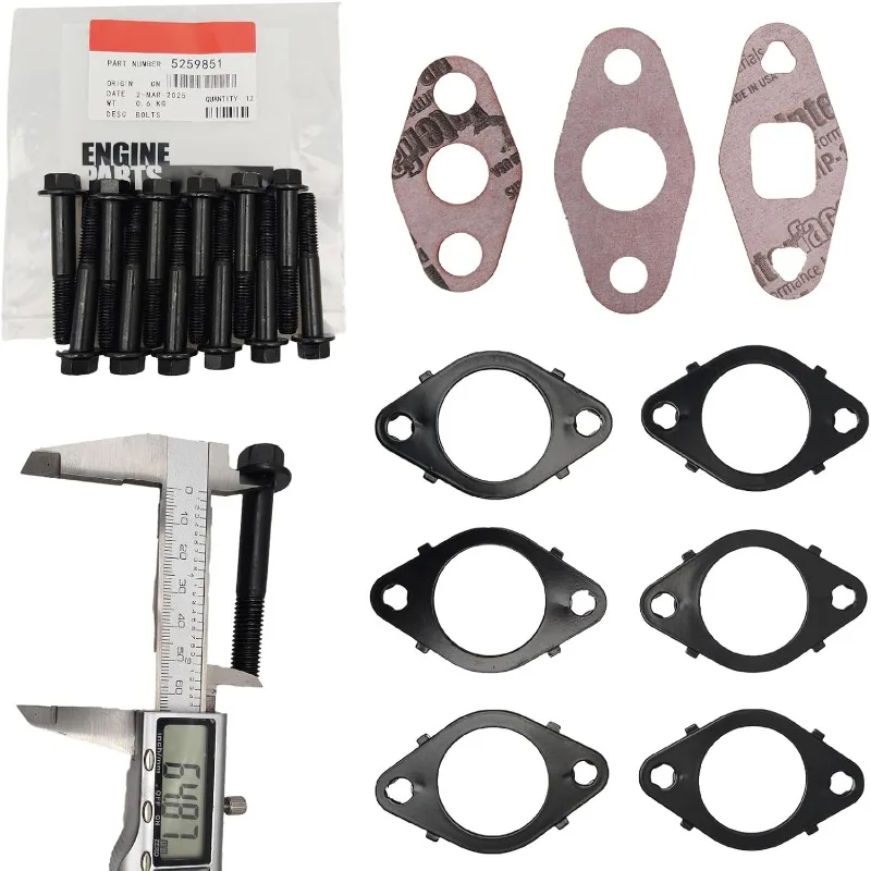 New Exhaust Manifold Gaskets with Bolts 5259851 3937479 3943191 Fits for Cummins ISL ISL-G QSL ISC QSC 8.3L 8.9L Engine