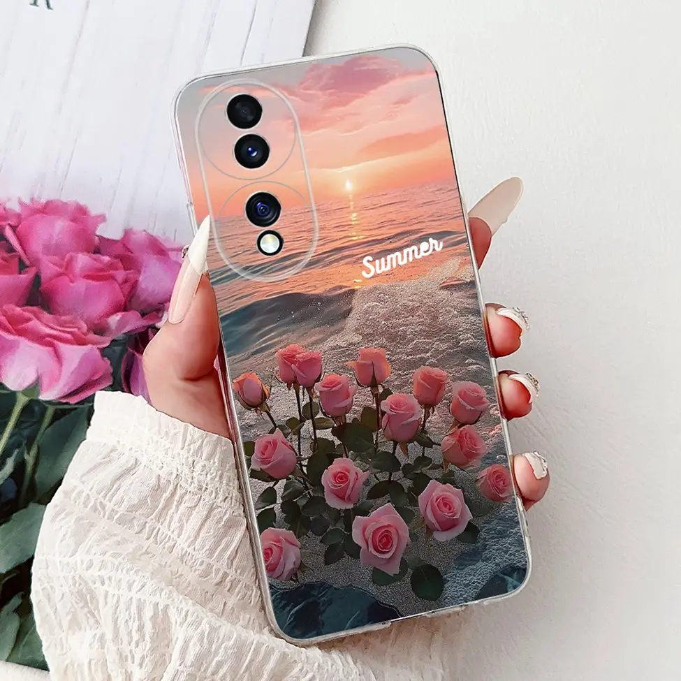 Clear Aesthetic Cute Cat & Flowers Soft Phone Case - Fashionable and Fun Design