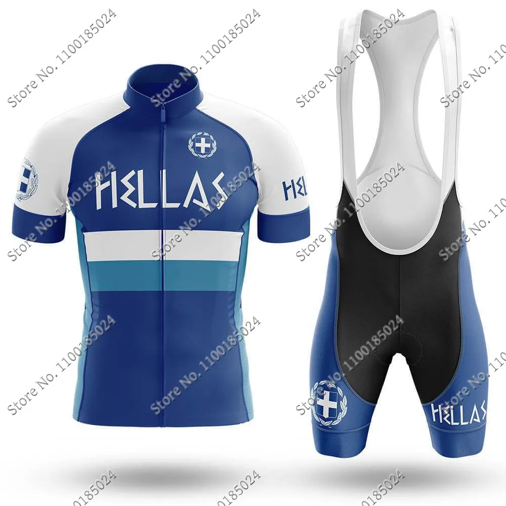 Hellas National Team Cycling Jersey Set Greece Cycling Clothing Road bike Shirt Suit bicycle bib Shorts MTB Wear Maillot Culotte