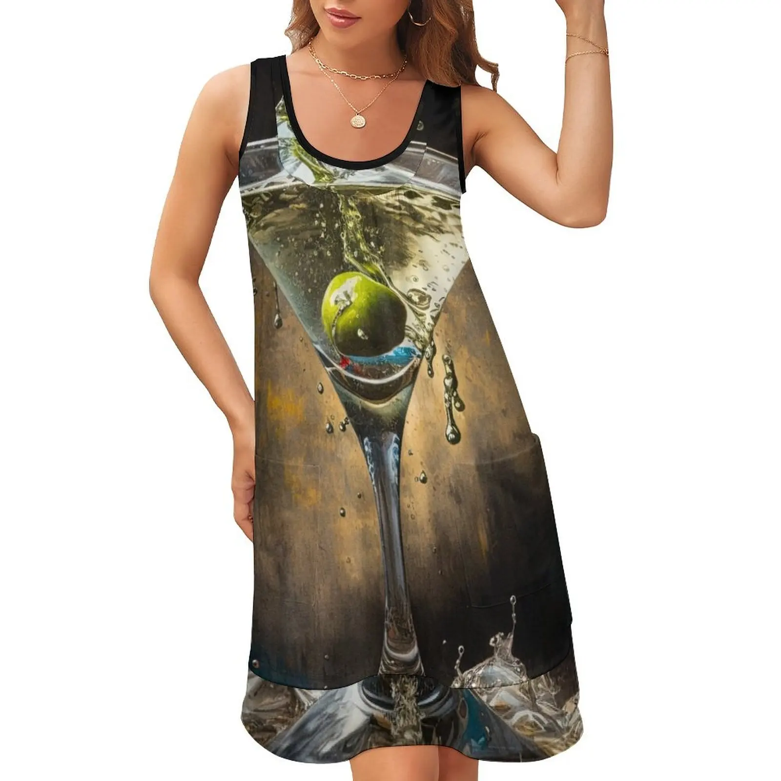 

Dirty Martini Sleeveless U-Neck Fake Two Piece Dress luxury woman evening dress women's summer clothing 2024