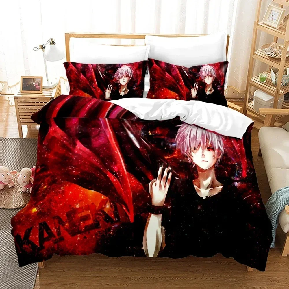 3D Printed Anime Tokyo Ghoul Bedding Set Duvet Cover Kaneki Ken Double Twin Full Queen King Adult Kids Bedclothes Quilt a Cover