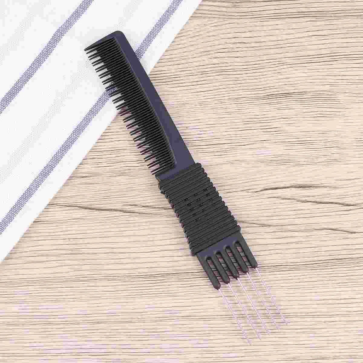 

Black Carbon Fiber Anti-Static Steel Wire Clip Comb Rat-Tail Comb Hair Tool